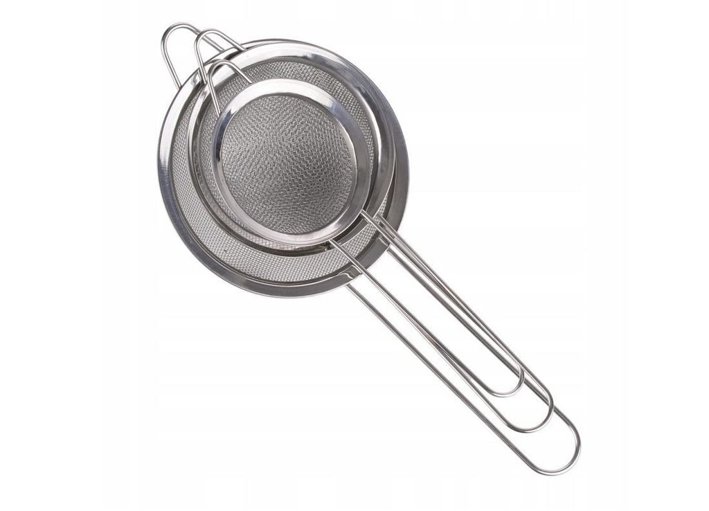 Küchensieb Set Edelstahl 3-teilig – Feinsieb-Set (Ø 5, 7, 8 cm), Mehlsieb & Teesieb mit langem Griff, Stabiles Passiersieb-Set für Küche & Ba...