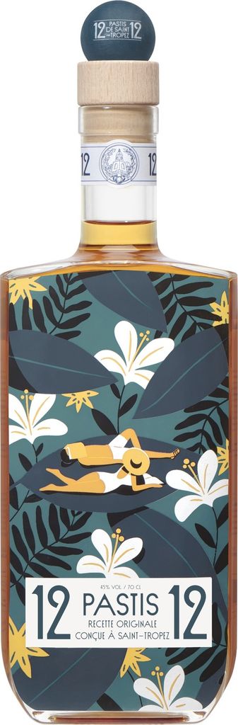 12/12 Pastis de Saint Tropez alc 45% vol. 0,70L "LIMITED DESIGN" Sieste au Jardin