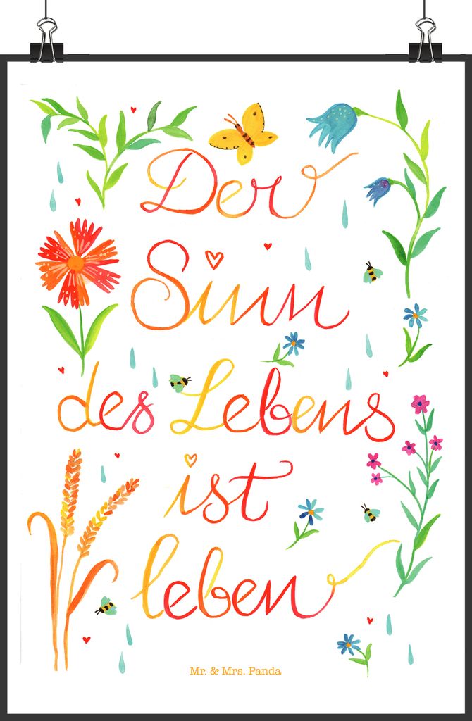 Mr. & Mrs. Panda Bild Sinn des Lebens DIN A2 - Geschenk, Dekoration, wanddeko, Caspar, Motivation, wanddruck, Wandbild, Plakat, Kunstdruck, Spruch,...