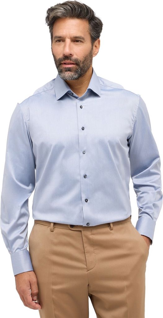 Eterna Luxury Hemd blau Comfort Fit Baumwolle