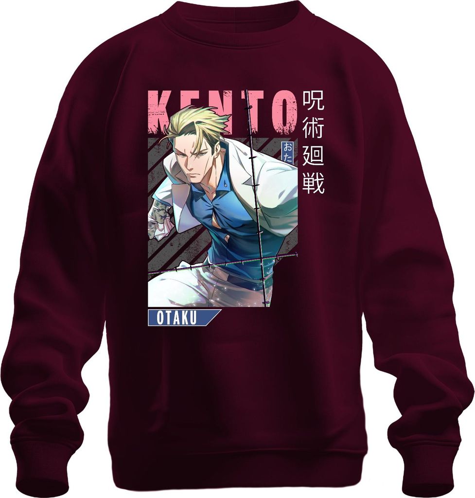 KENTO Nanami 呪術廻戦 Anime Ästhetik Otaku Geschenk Vintage Japan Y2K Uni Sweatshirt Pullover, Burgundy, L