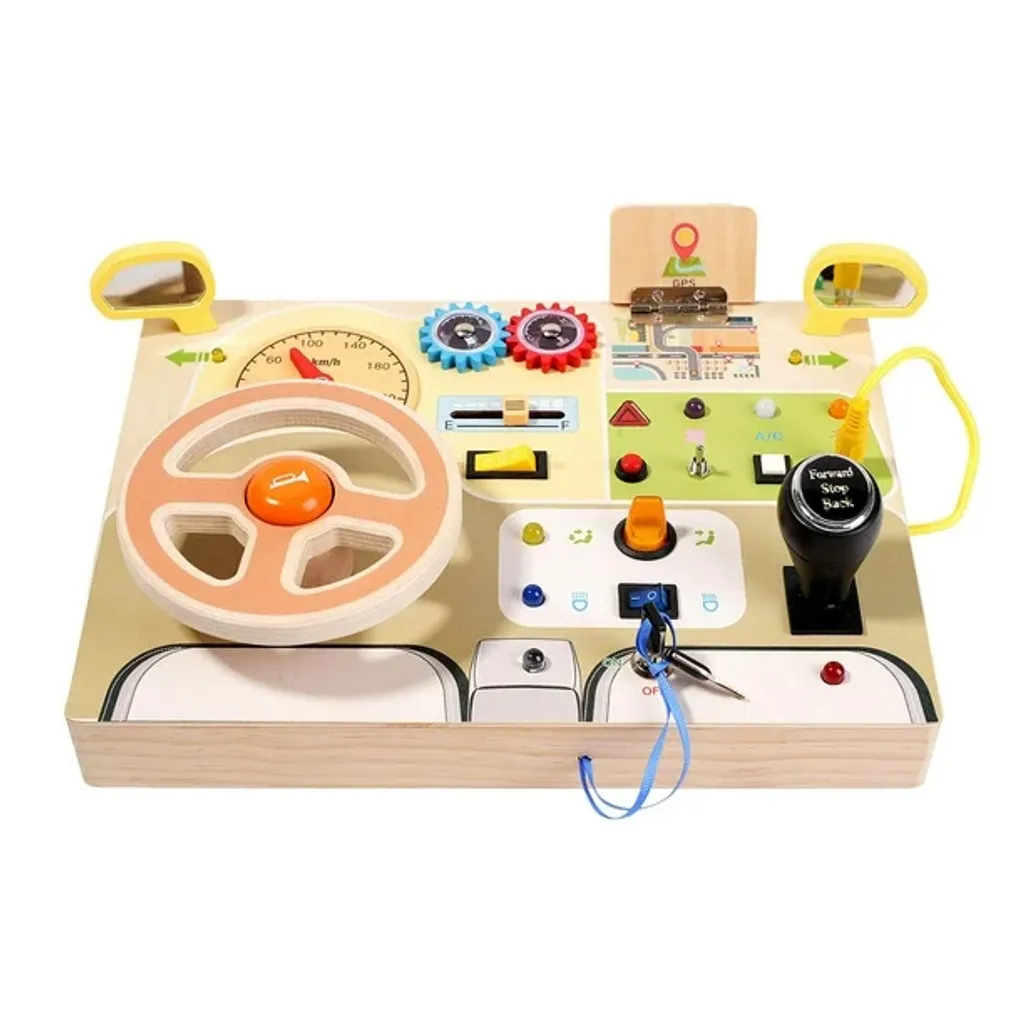 Tableau sensoriel interactif en bois avec interrupteurs et lumières LED - 4