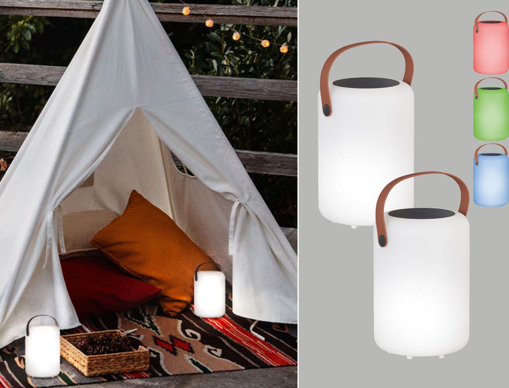 2er SET Outdoor Solar Tischlampen 20cm ohne Kabel mit Fernbedienung dimmbar RGB