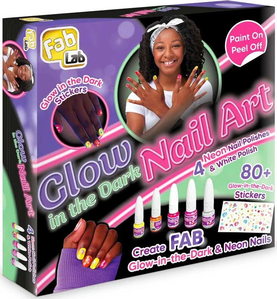 Kit Nail Art Phosphorescent pour Enfant - Vernis à Ongles Fab Lab Glow
