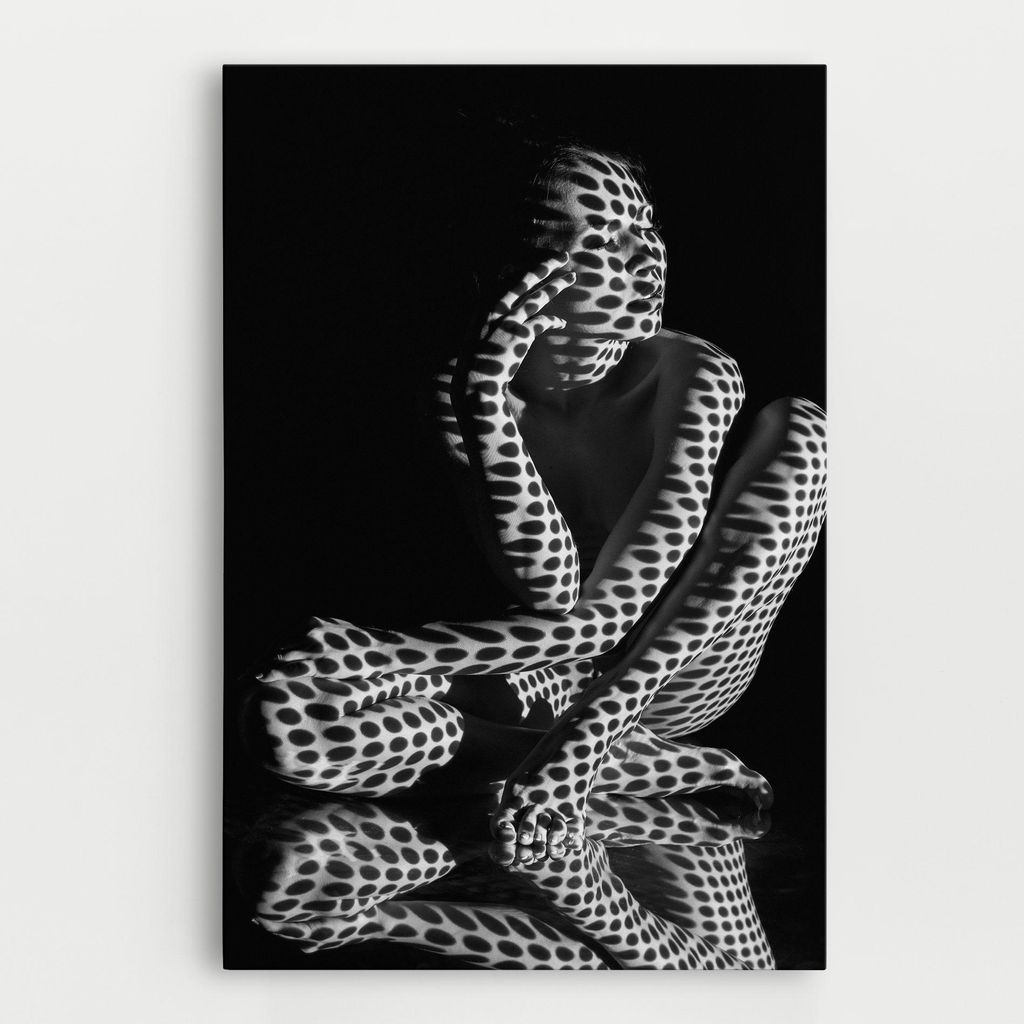 ARTHUB Leinwandbild 70x100 cm, Black White Pattern Woman | Wohnzimmerdekoration, Hängende Bilder, Wanddekoration, Heimdekoration, Frauen, Silhou...