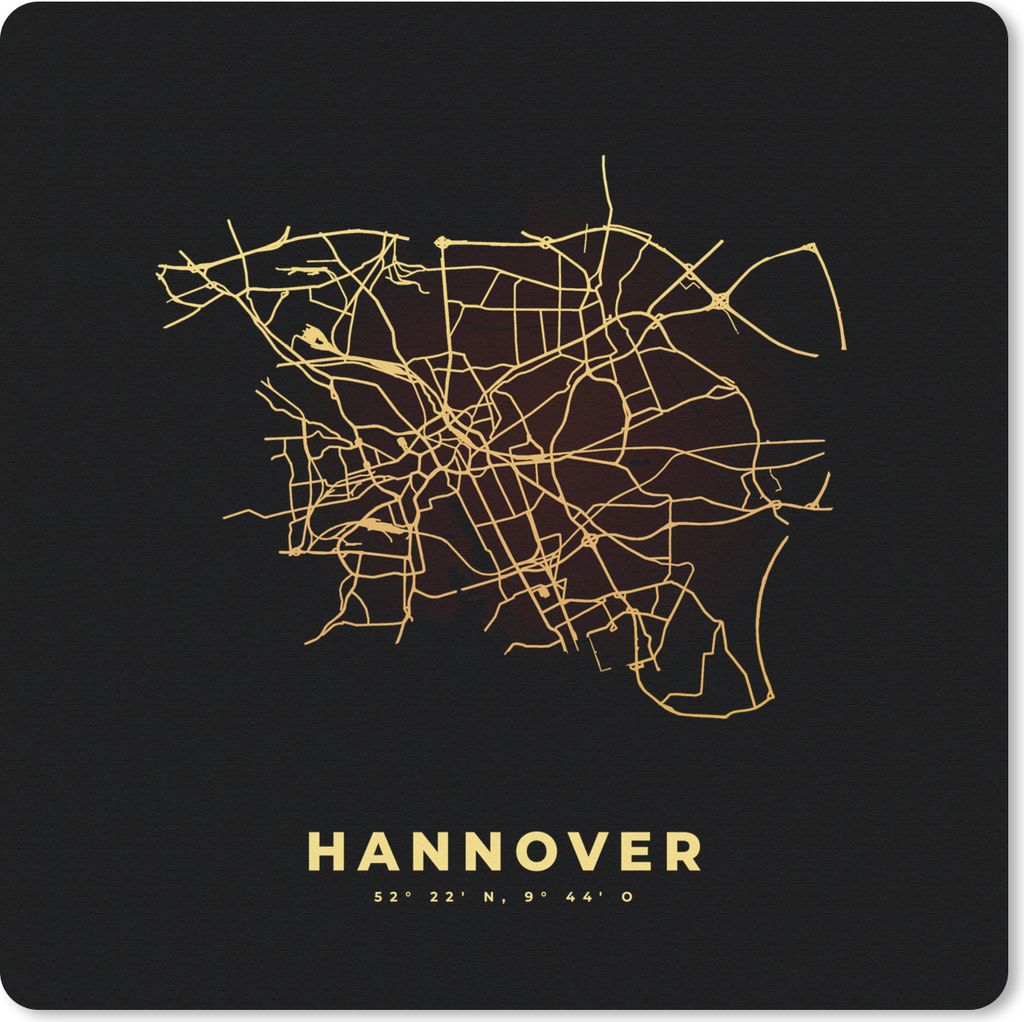 MuchoWow® Mauspad Mousepad Karte - Hannover - Gold - Produktbild 
