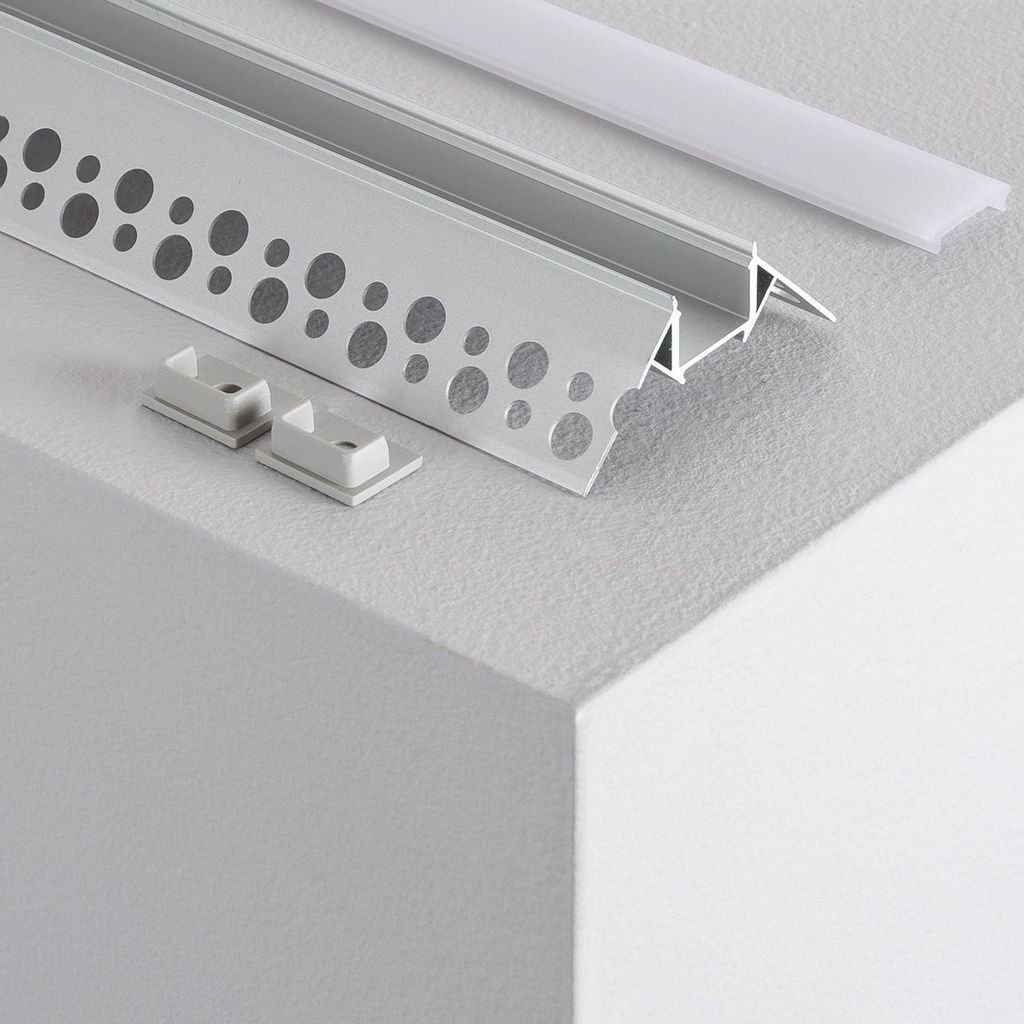 Aluminiumprofil Gipseinbau Ecke Außen LED Streifen bis 8 mm Produktbild 