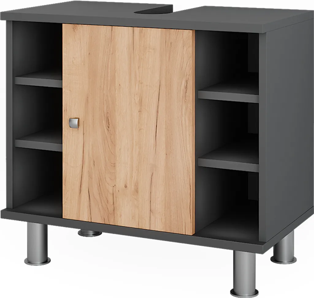 Meuble sous Vasque Vicco Fynn 60x54cm avec 6 Compartiments Chêne et Gris