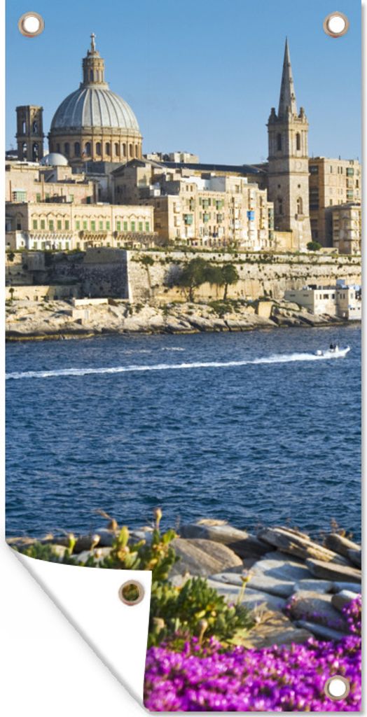 MuchoWow 80x160 cm Outdoor-Poster Gartendeko Sichtschutz Garten Poster für den Garten Valetta am Wasser
