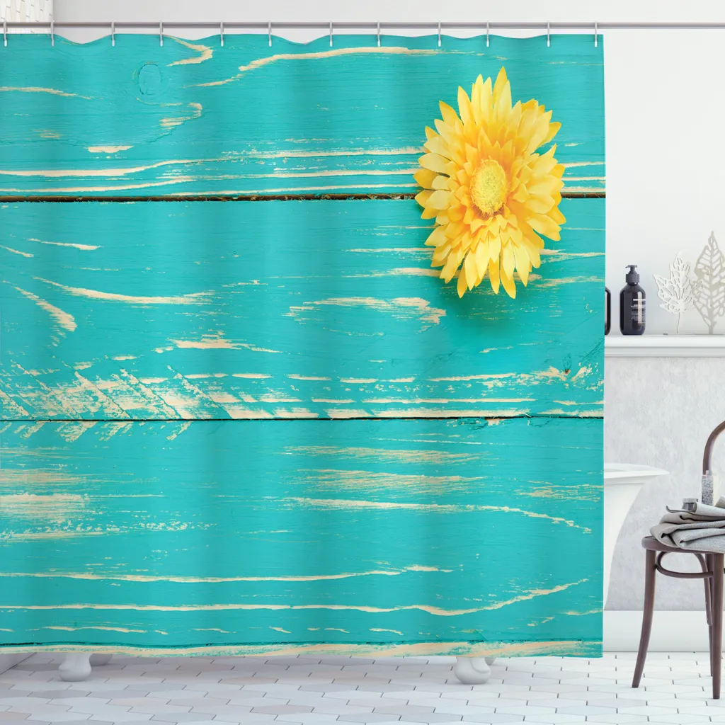 Tenda Doccia ABAKUHAUS Rustica Legno 175x180 - Stile Shabby Turchese