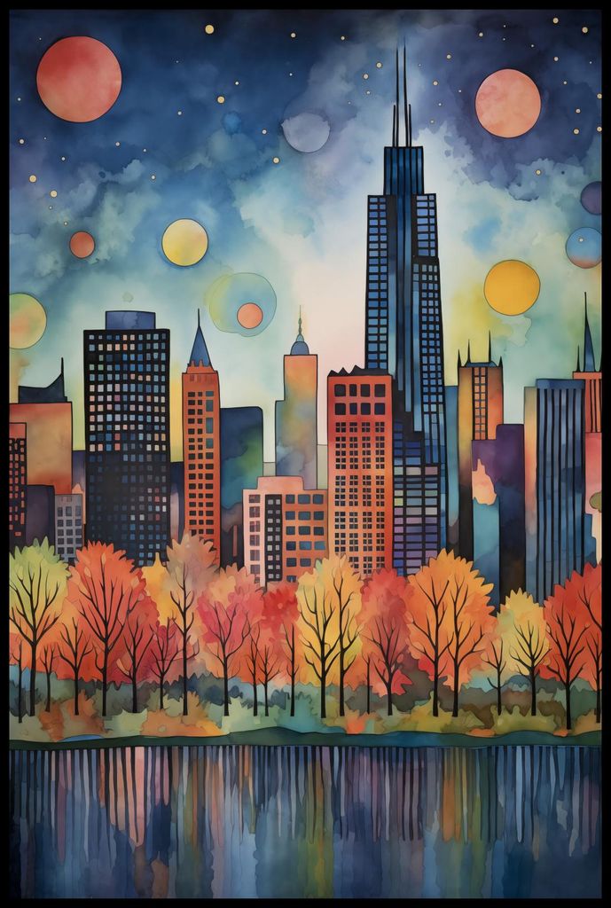Plakat 61x91,5cm Panorama einer malerischen Stadt
