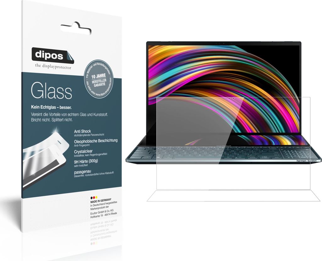 1x Schutzfolie für Asus ZenBook Pro Duo - Anti-Shock 9H Folie dipos Glass Kunststoffglas
