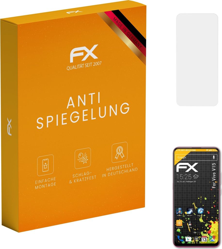 atFoliX FX-Antireflex 3x Schutzfolie kompatibel mit Vivo V15 Displayfolie