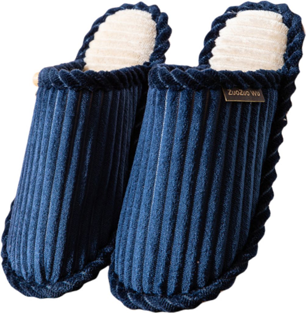 INF Herren Hausschuhe aus Baumwolle, 2 Paar Blau 43