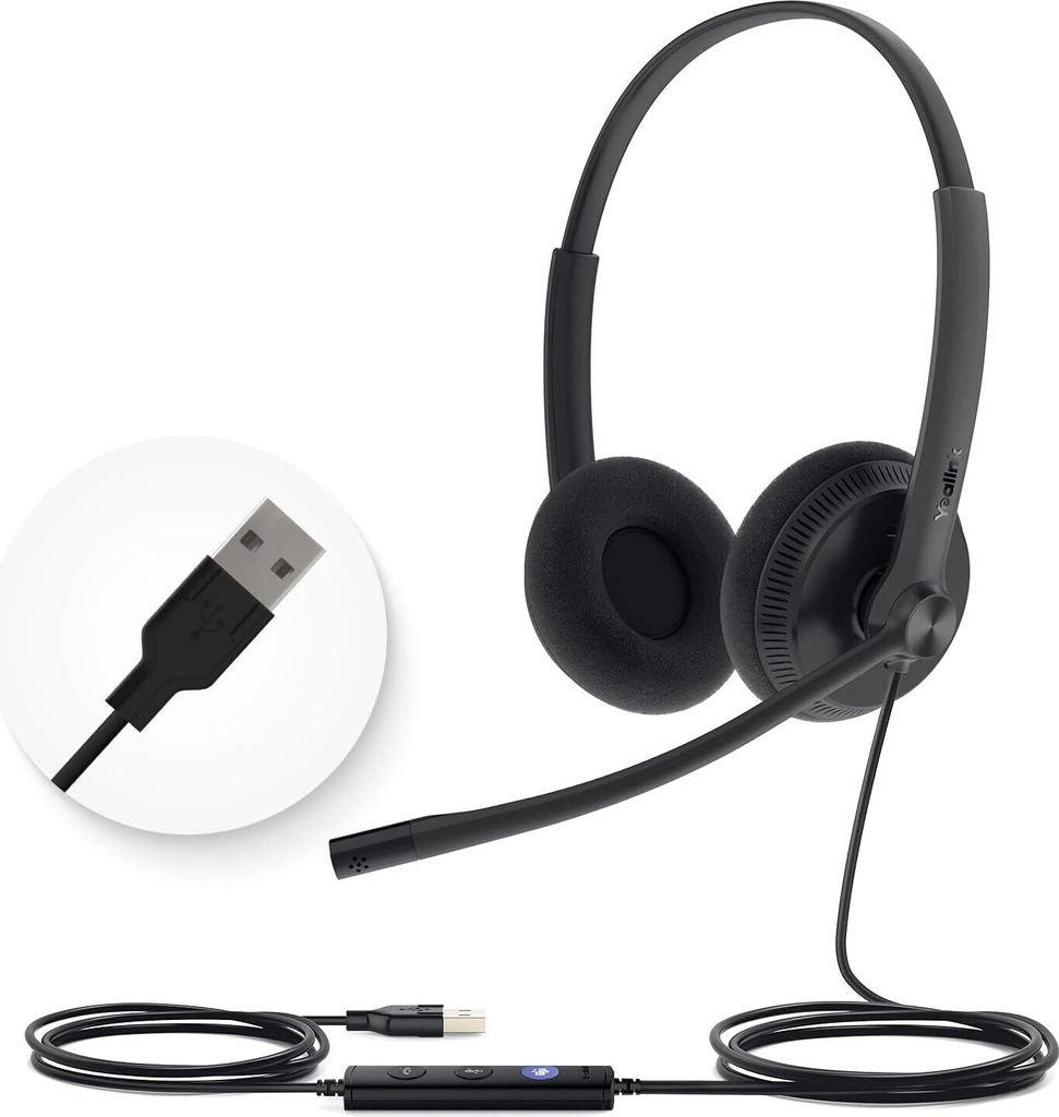 Wired Headset mit Mikrofon - Stereo-Kopfhörer mit Geräuschunterdrückung, professionelle Business-Kopfhörer VoIP-Telefon Computer Call Center Büro