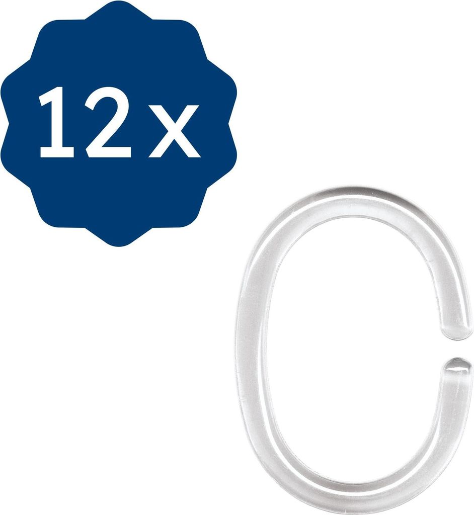 Kleine Wolke Duschvorhang-Ringe Glasklar Set 12-teilig Produktbild 
