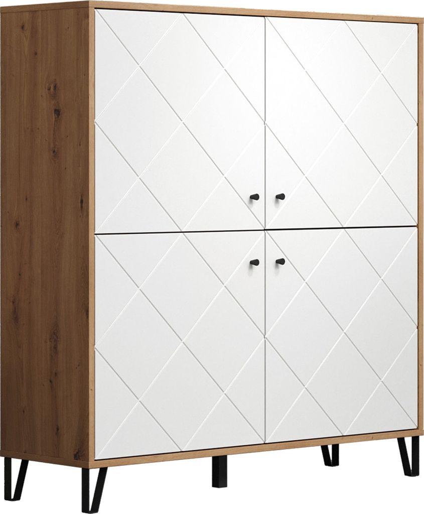 trendteam Wohnen Highboard Touch Artisan Eiche Melamin/Weiß Produktbild 3