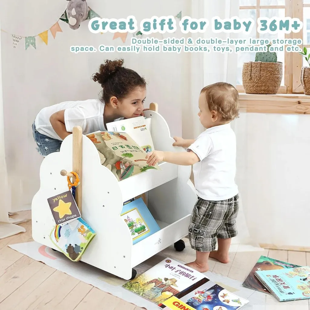 Bibliothèque arbre blanche bois 4 compartiments mobile pour chambre bébé - 7