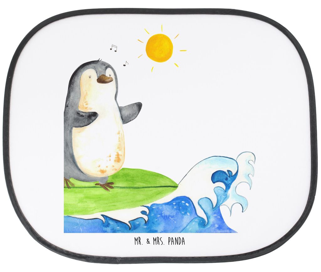 Mr. & Mrs. Panda Sonnenschutz Auto Pinguin Surfer - Weiß - Geschenk, Motiviert, für Autoscheiben, Optimistisch, Sonnenblende, Portugal, Hawaii, s...