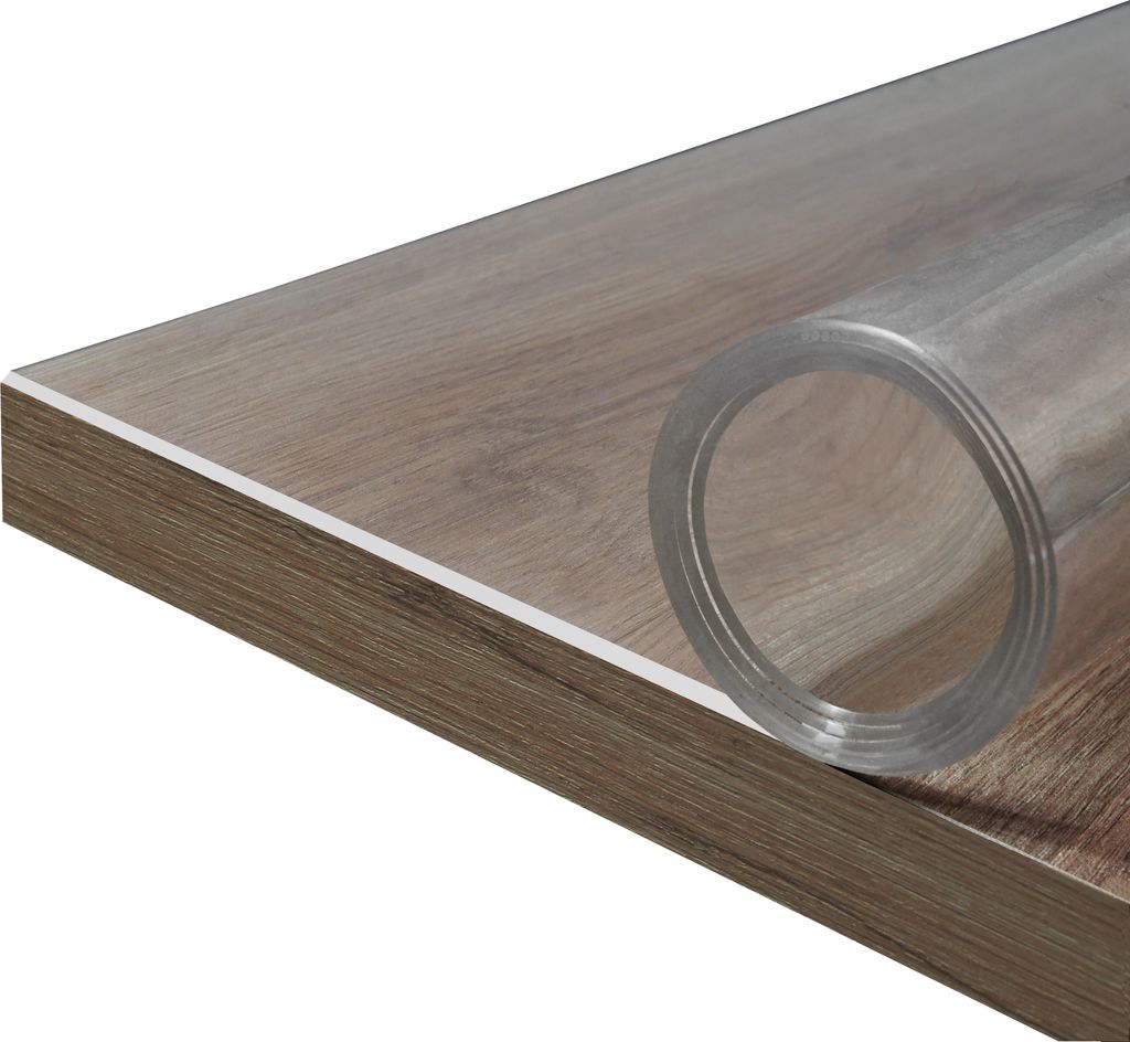 TEXMAXX Tischfolie transparent 2mm mit abgeschrägter Kante / Tischschutz transparent versch. Größen und Wunschmaß / Tisch Schutzfolie transpa...