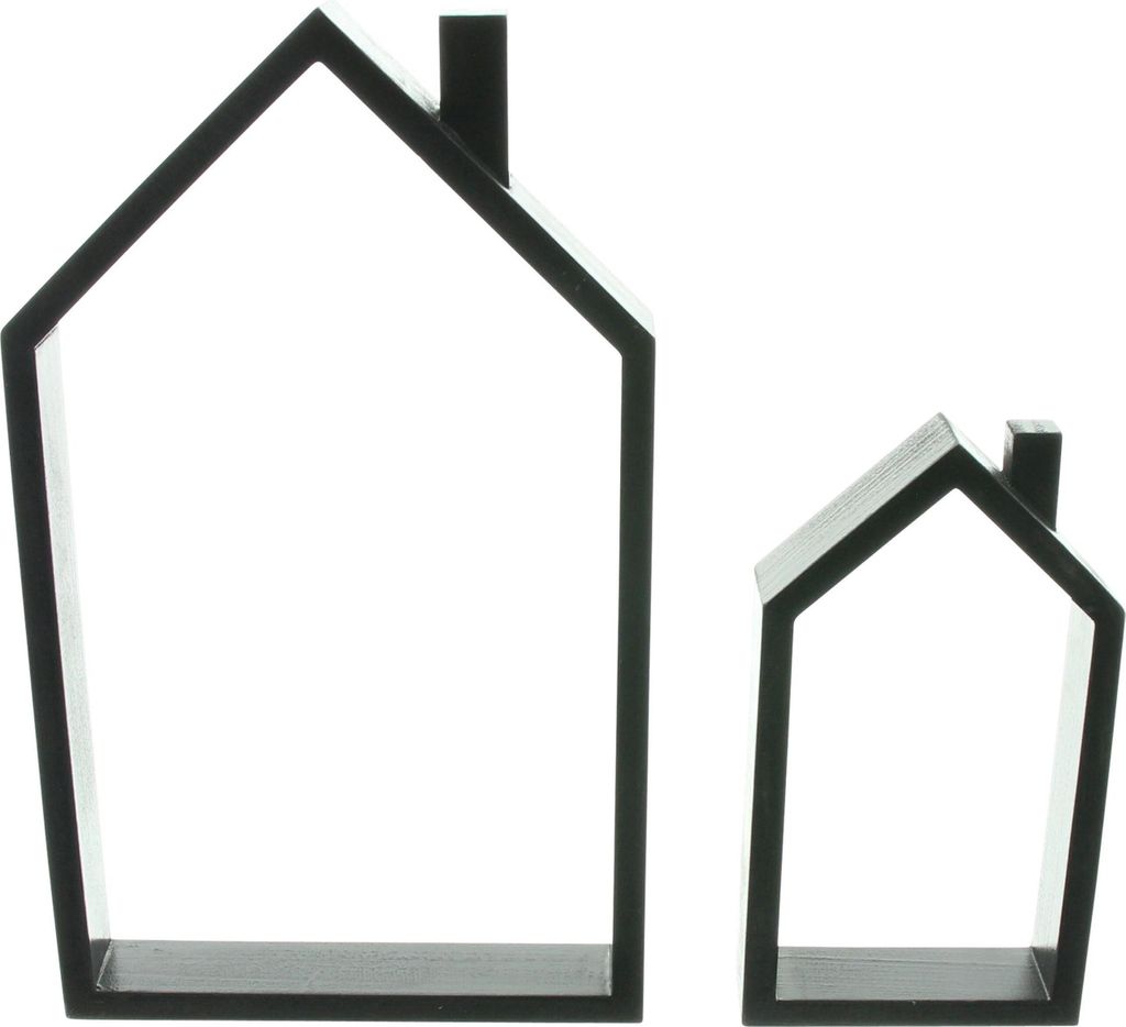 Haus 'Black' 2er Set Deko Dekoration Figur Figuren Winter Herbst Weihnachtsdeko