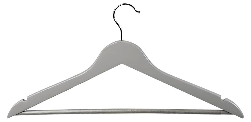 Formkleiderbügel - 8er Set, Material: Lotusholz mit Anti-Rutsch-Beschichtung, Metall, Maße: 44,5 cm breit, Farbe: Grau