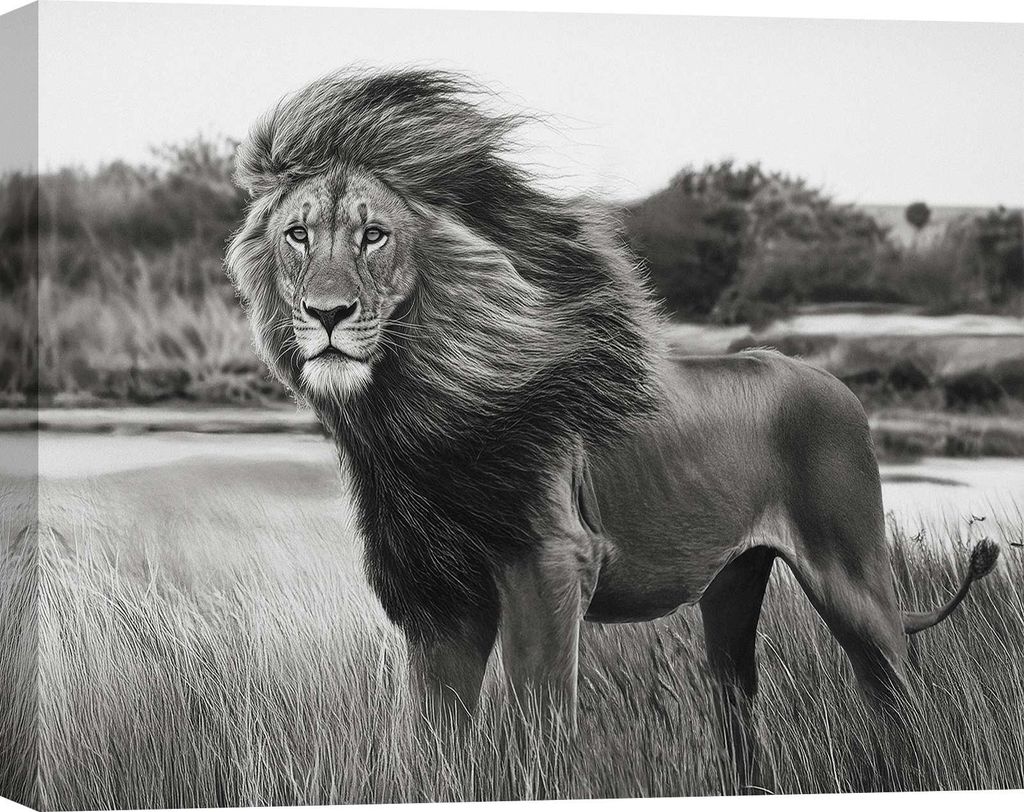 Löwenfoto – Leinwanddruck – Serengeti King – 120 x 90 cm
