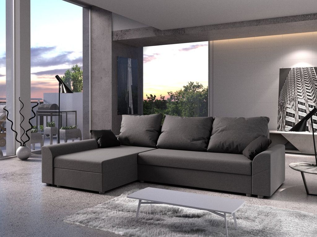 Elegantes Ecksofa DAGMAR – grau