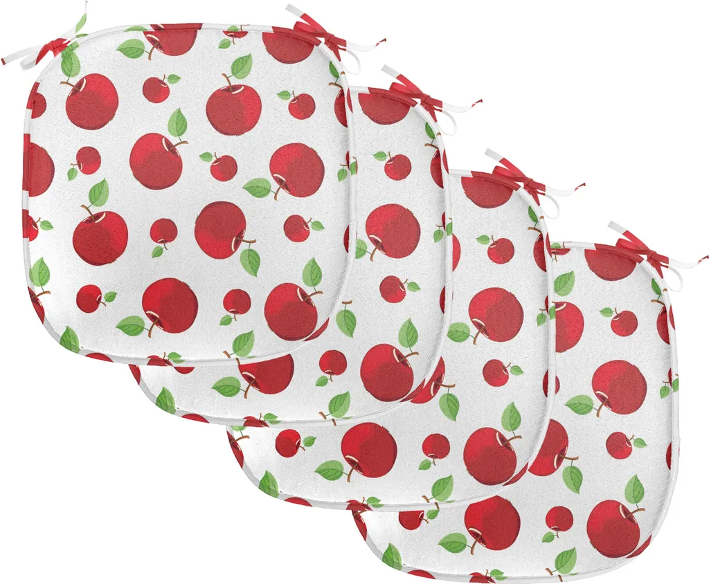 Set 4 Cuscini Sedie ABAKUHAUS 40x40 Impermeabili Vivid Cartoon Red Fruit