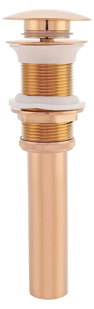 Bonde de lavabo en laiton or rose sans trop-plein à bouton poussoir