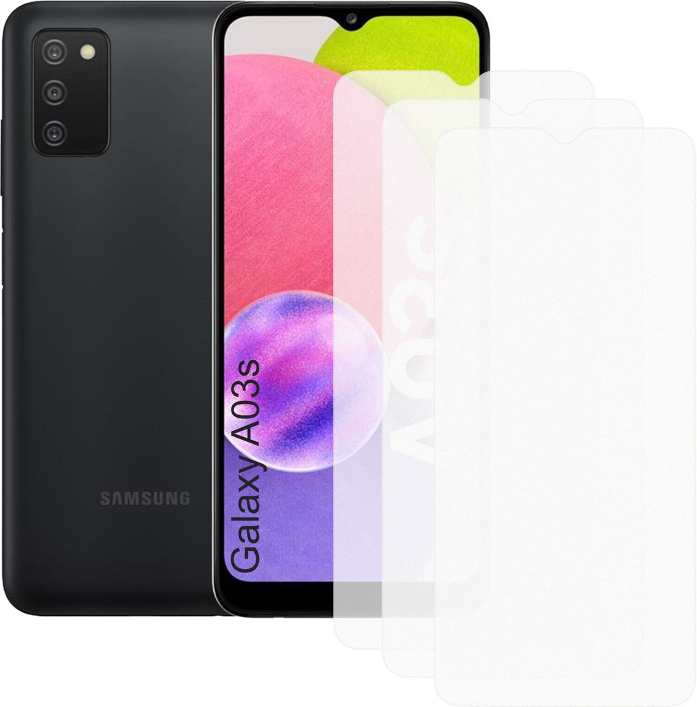 Drei Stück (3x) Display-Schutzfolie Displayschutz-Glas 9H Glas für Samsung Galaxy A03s