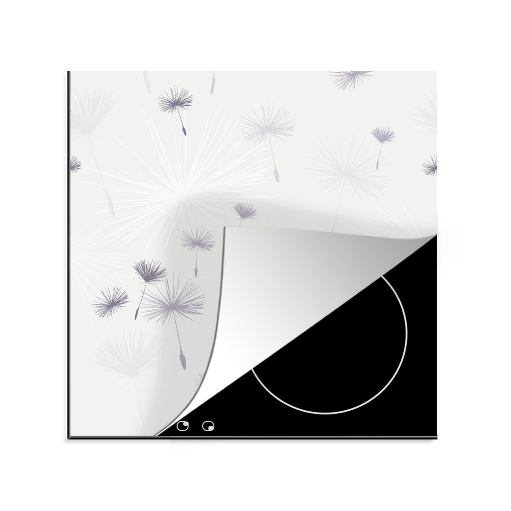 KitchenYeah Herdabdeckplatte Design - Pusteblume - Blumen , 78x78cm, Küche Deko, Glaskeramikkochfeld Herdabdeckung, Abdeckplatte fùr Kochfeld