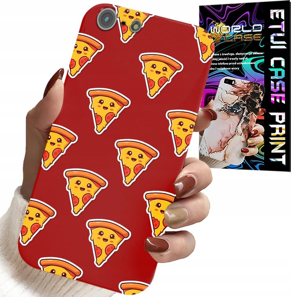 Hülle Für Iphone 5 / 5S / 5C - Design Mit Fröhlicher Pizza Auf Rotem Hintergrund