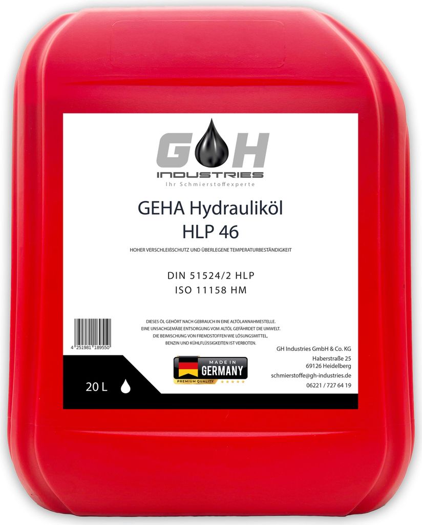 20 L Hydrauliköl HLP 46 ISO VG 46 nach DIN 51524 Teil 2 Kanister 20 Liter