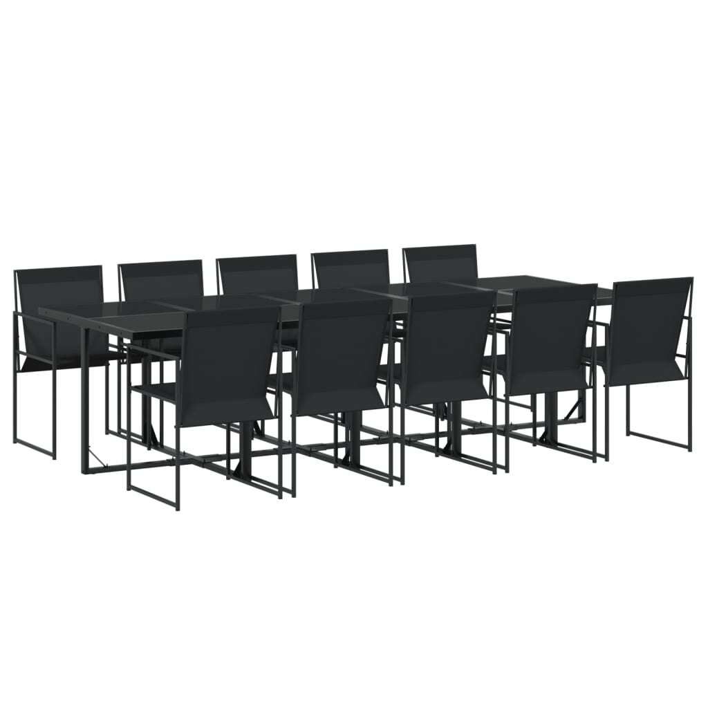 vidaXL 11-tlg. Garten-Essgruppe Schwarz Textilene Produktbild 