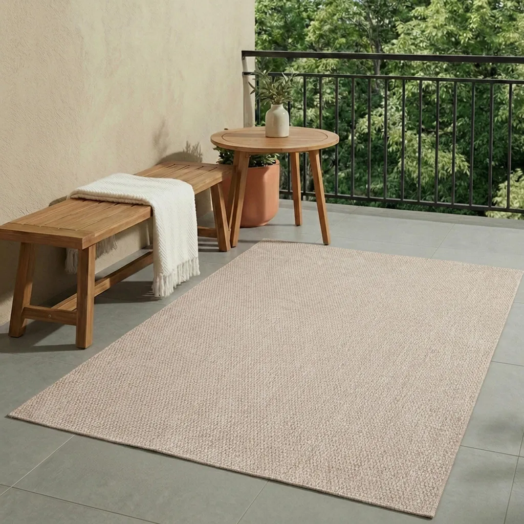 Tapis de Terrasse Lavable Costa Crème 80x150 cm - Style Bohème Chic