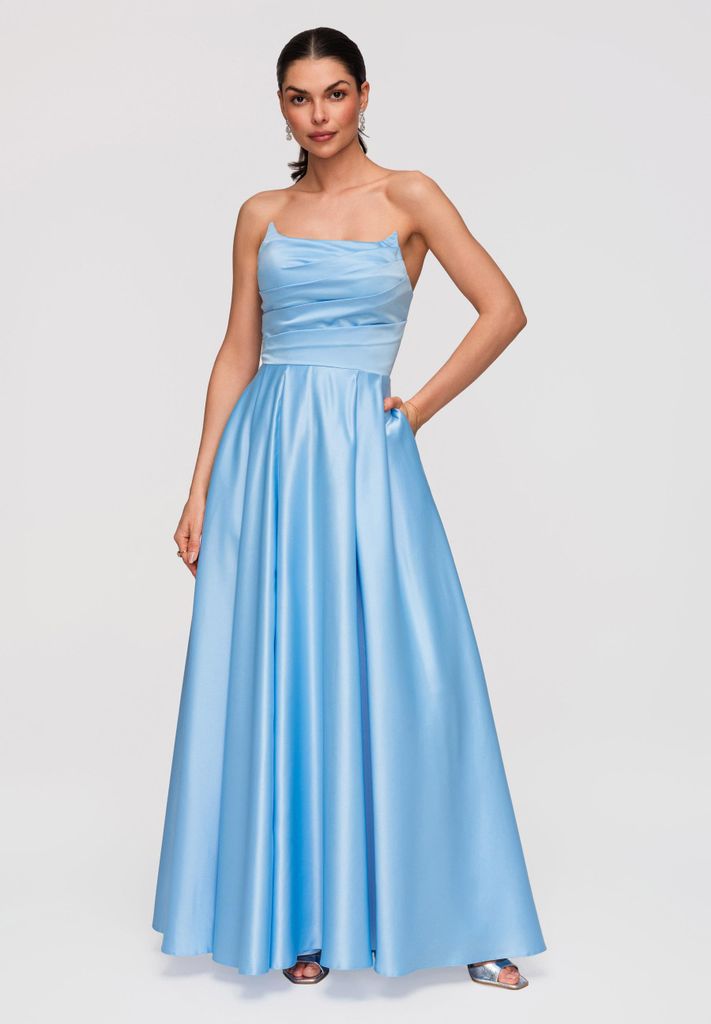 LARICA Maxikleid Abendkleid Ausgestelltes Kleid Eleganter Stil LA-OM-DLR352 blue M
