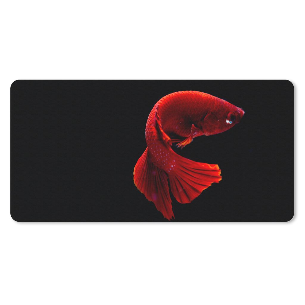 MuchoWow Mauspad Mousepad Fisch - Rot - Schwarz 60x30 cm - Mousepads - Maus Mat - Pad - Mausunterlage - Nachhaltig