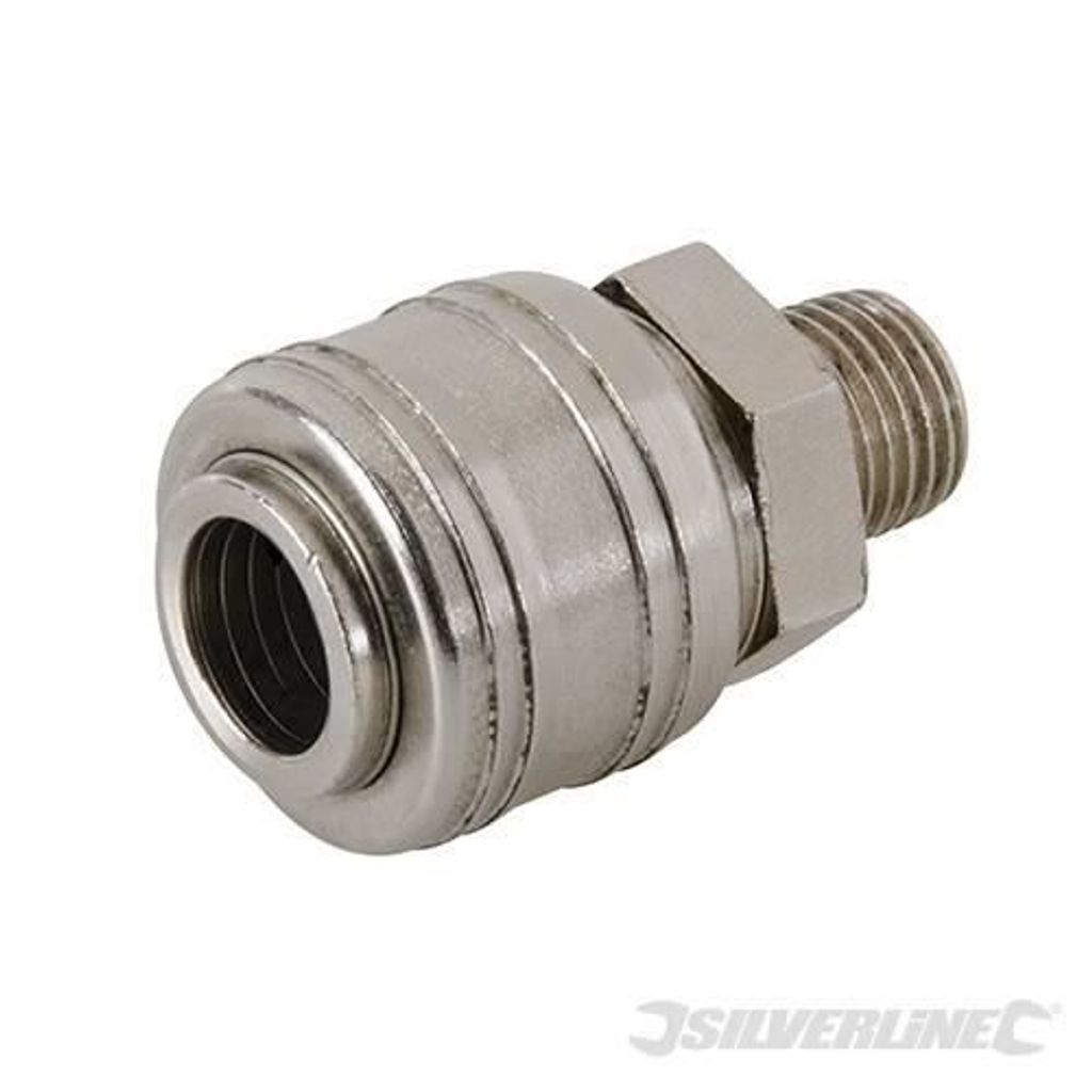 Silverline Druckluft-Schnellkupplung mit Außengewinde für europ. Festland 1/4 Zoll BSP