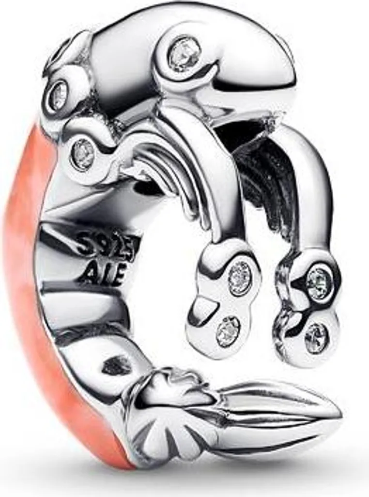 Charm Crevette Pandora 793896C01 en Argent et Émail Rose Étincelant