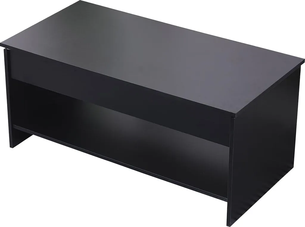 Table basse relevable noire HEDDA : gagnez de la place avec rangement