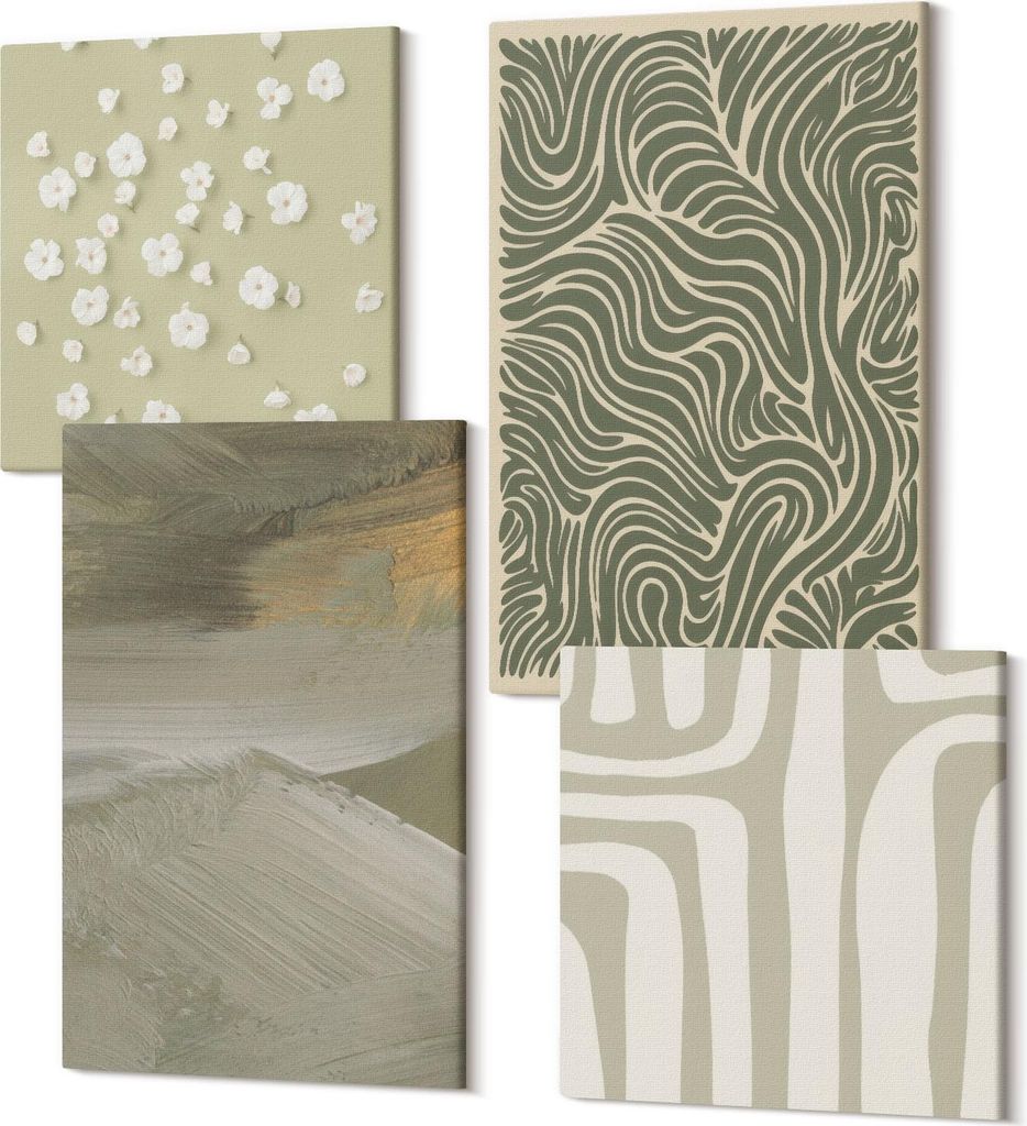 Wandbilder Leinwand 4-teilig – – Polycanvas Kunstdruck – Moderne Bilder für Wohnzimmer & Schlafzimmer – Aufhängefertig – 2x 40x40 cm +...