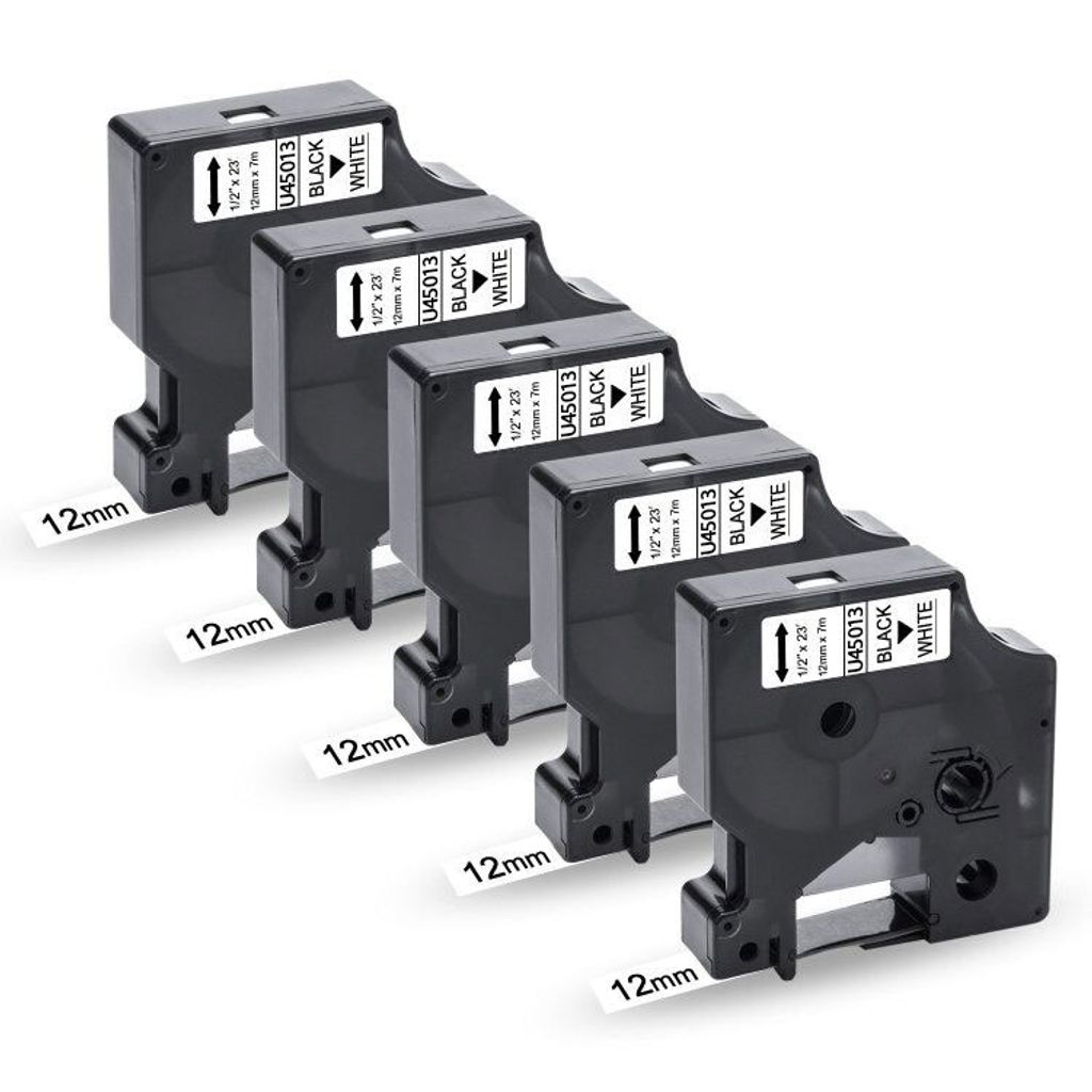 UniPlus 5x Kompatibel Schriftband Ersatz für Dymo D1 45013 Schwarz auf Weiß für DYMO LabelManager LM160 LM280 LM210D LM360D LM420P LabelPoint 25...