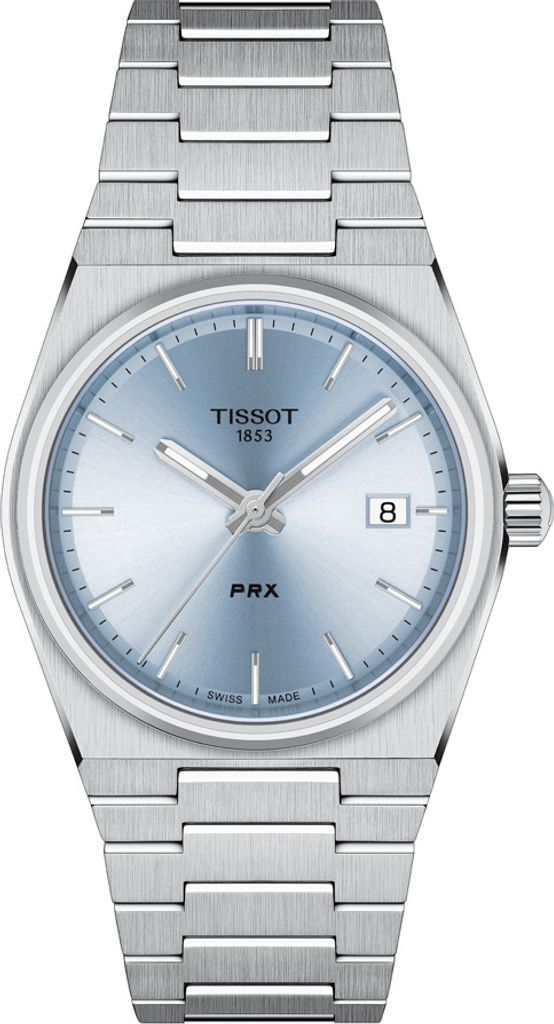 Tissot PRX Damenuhr Quarz 35 mm Edelstahl Silber Blau Produktbild 