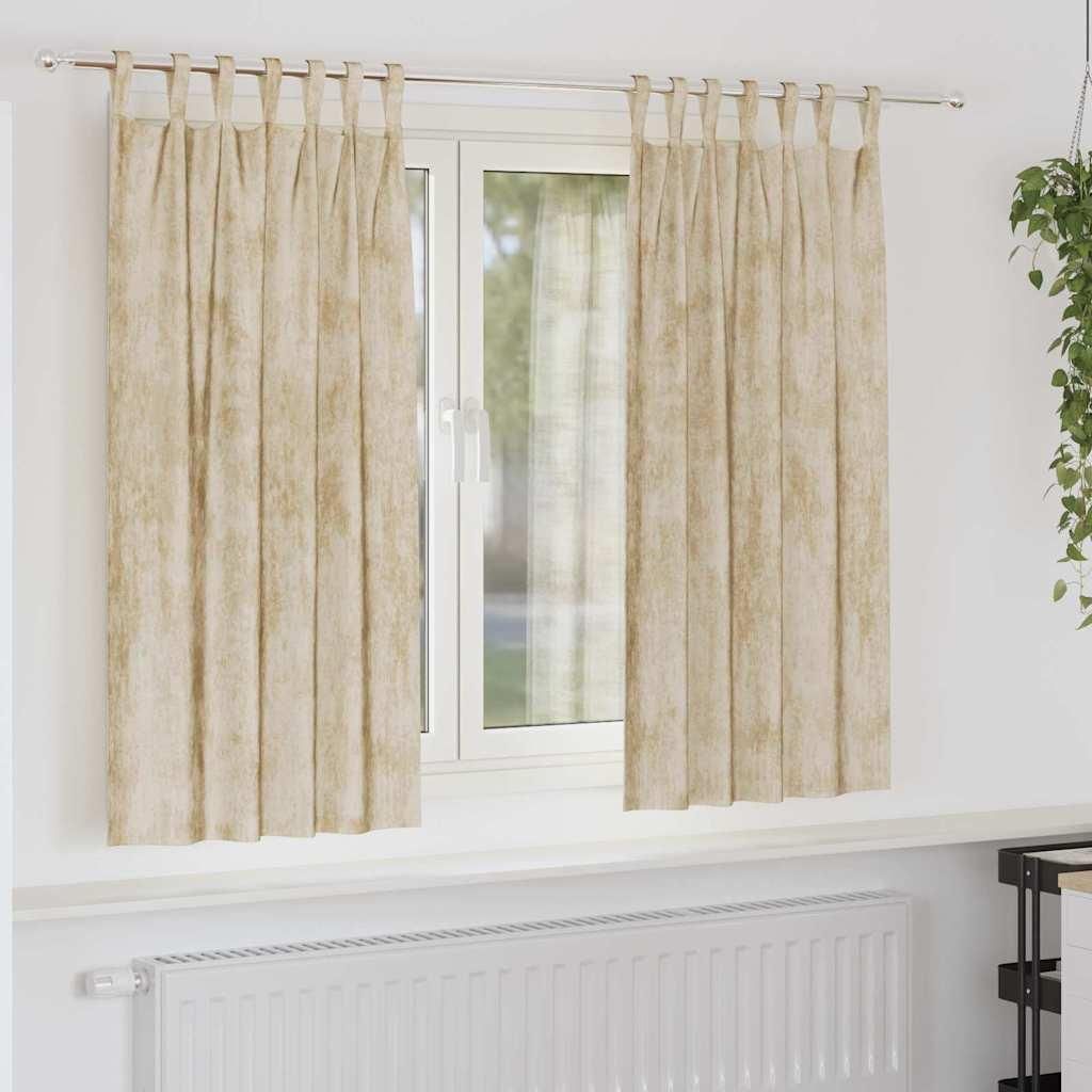 Samtvorhänge mit Vorhängen 2 pcs Creme 175 x 140 cm Samt