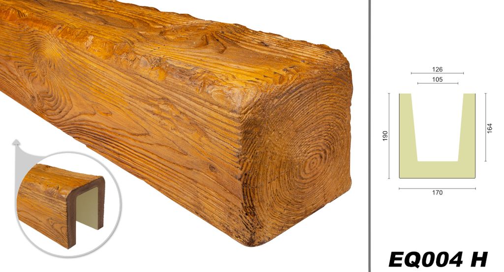 DECO WOOD Deckenbalken rustikal aus Polyurethane, 2m Länge, Produktbild 