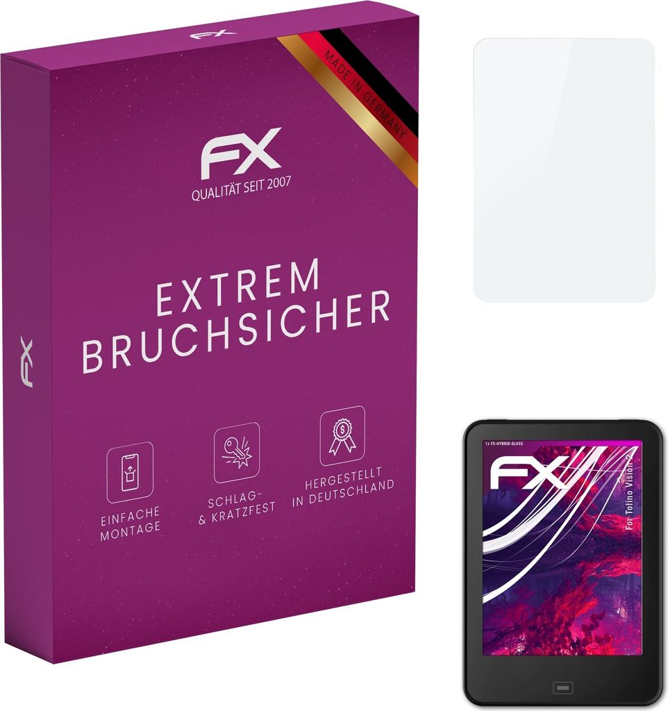 atFoliX FX-Hybrid-Glass Displayfolie kompatibel mit Tolino Vision 2 Glasfolie