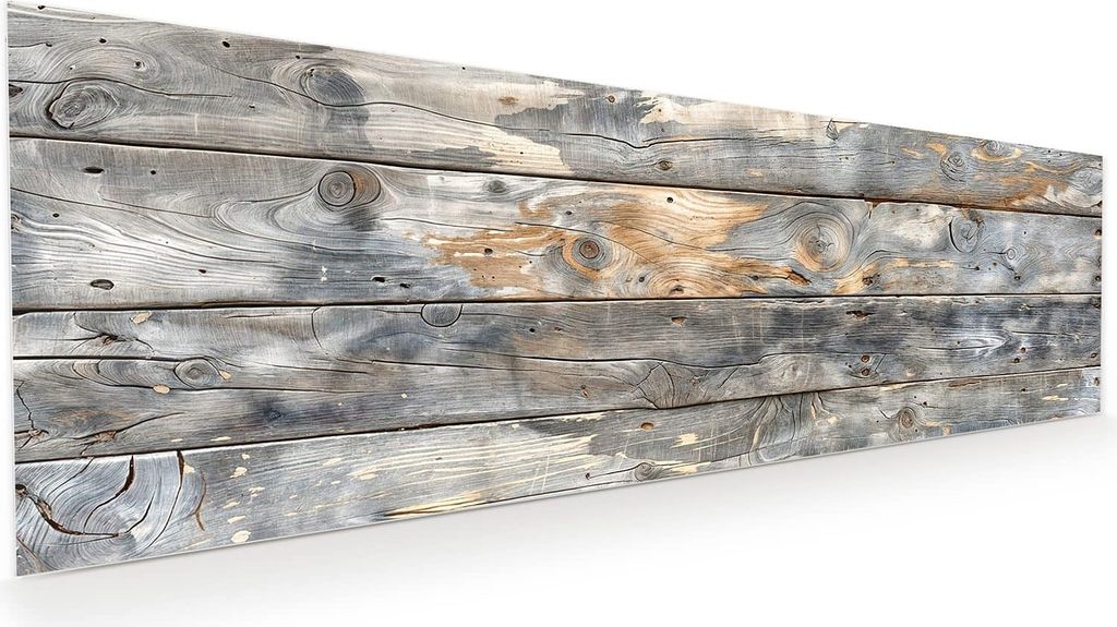 Glasbild 120x40cm in XXL für Wohnzimmer, Schlafzimmer Motiv Vintage Holzplanken