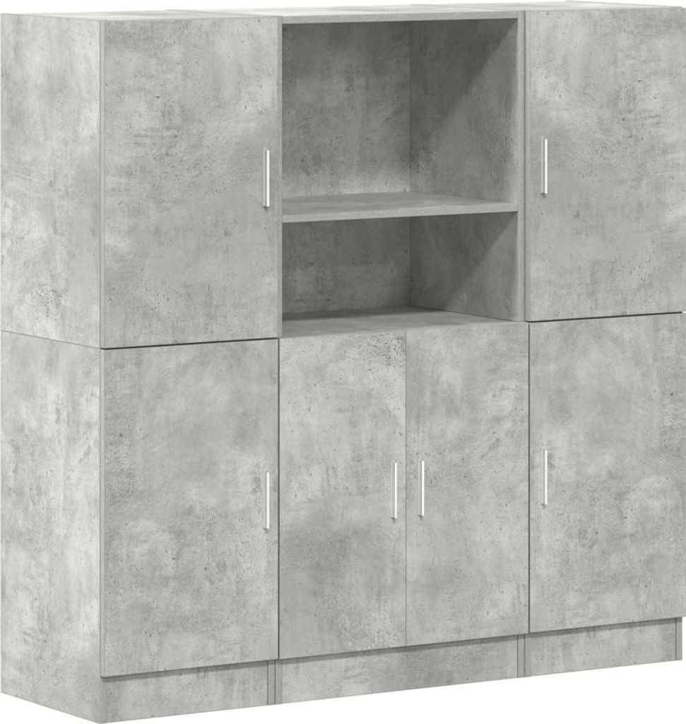 vidaXL 3-tlg. Küchenschrank-Set Betongrau Holzwerkstoff