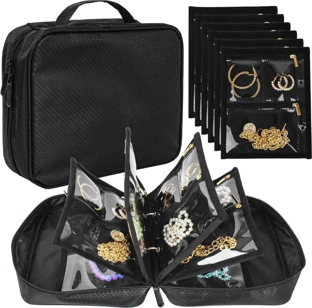 Rangement Bijoux de Voyage pour Valise - Livre Portable avec Poches PVC
